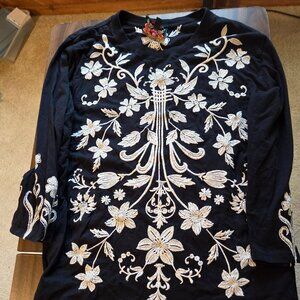 black and white top by Johnny Was